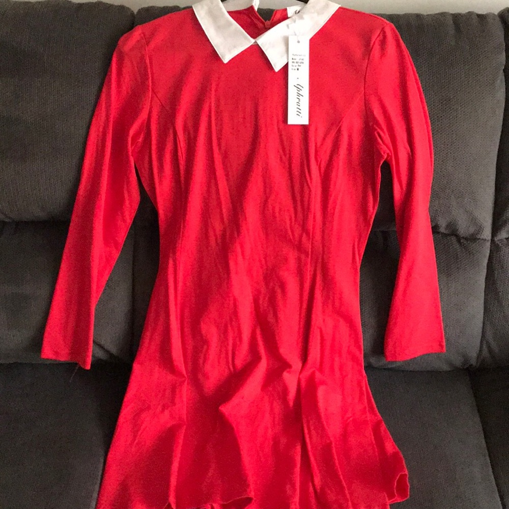 Red Aphratti Peter Pan collar dress size Medium.